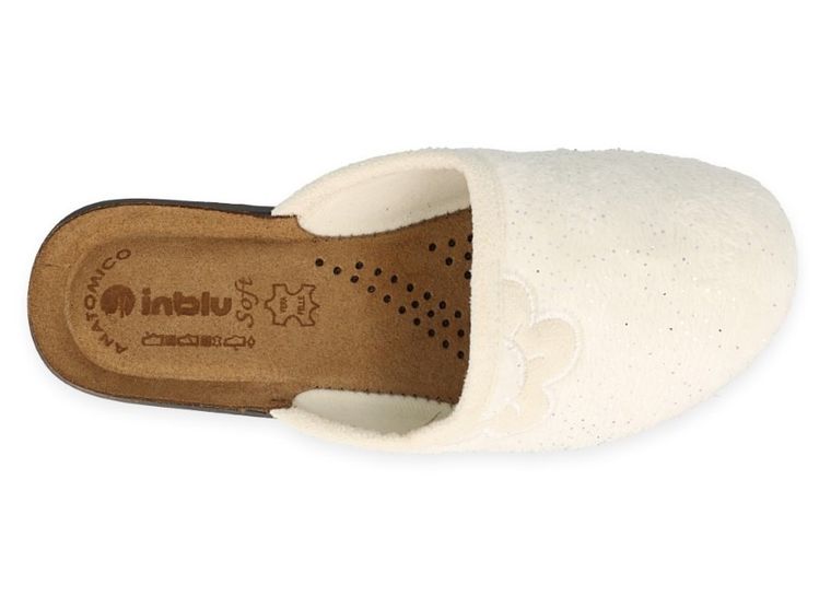 Kapcie damskie, białe, skórzana wkładka, Inblu
