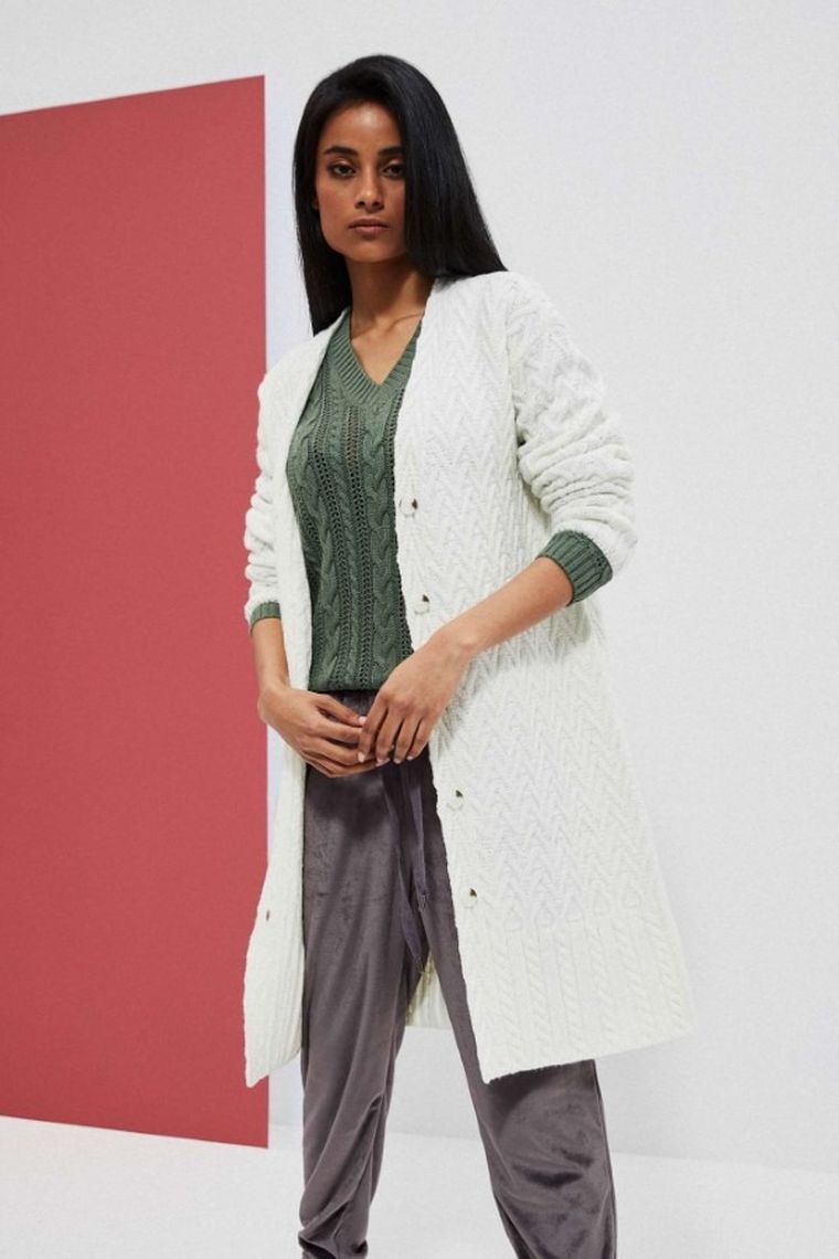 Kardigan damski, biały, Moodo