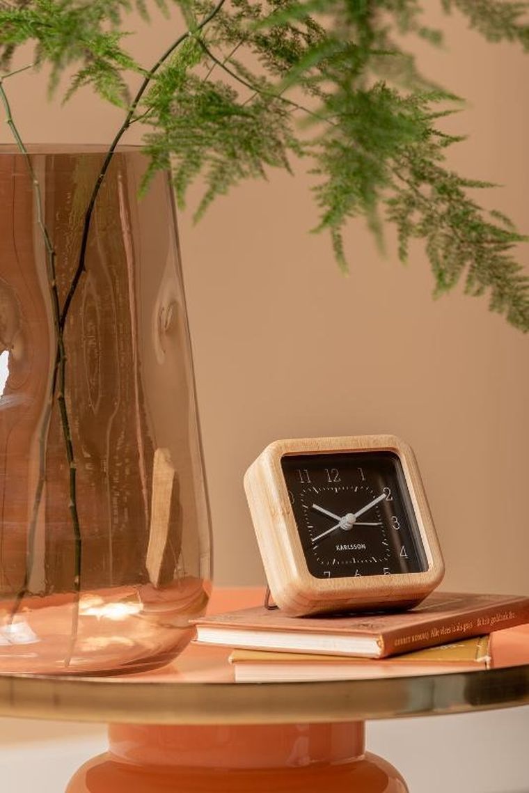 Karlsson, budzik z bambusową obudową, Neat, 9-9 cm