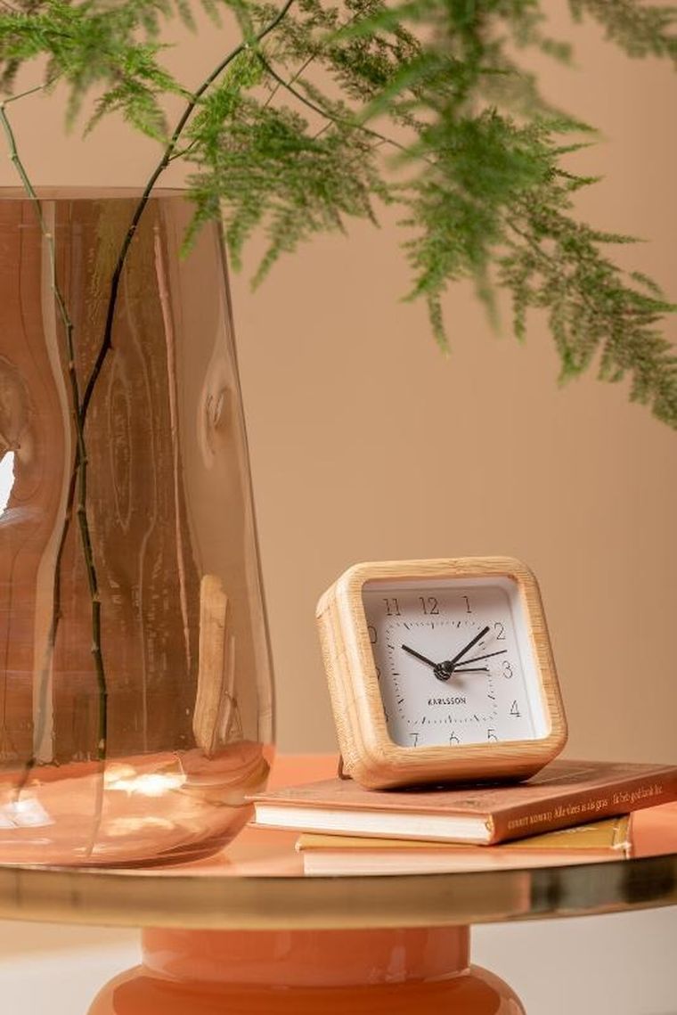 Karlsson, budzik z bambusową obudową, Neat, 9-9 cm