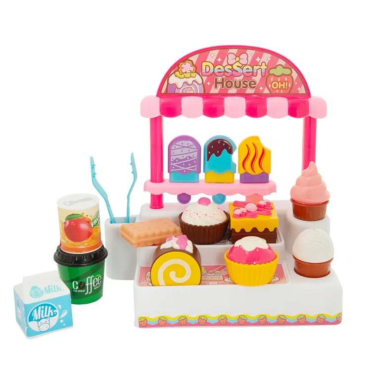 Kasa fiskalna z akcesoriami, światło i dźwięk, różowa