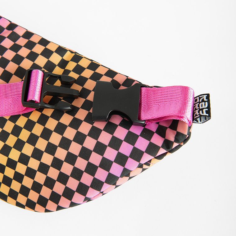 Kayokki, saszetka na biodra, Szachownica, różowo-pomarańczowa
