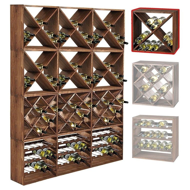 Kesper, stojak na wino, na 24 butelki, ciemnobrązowe