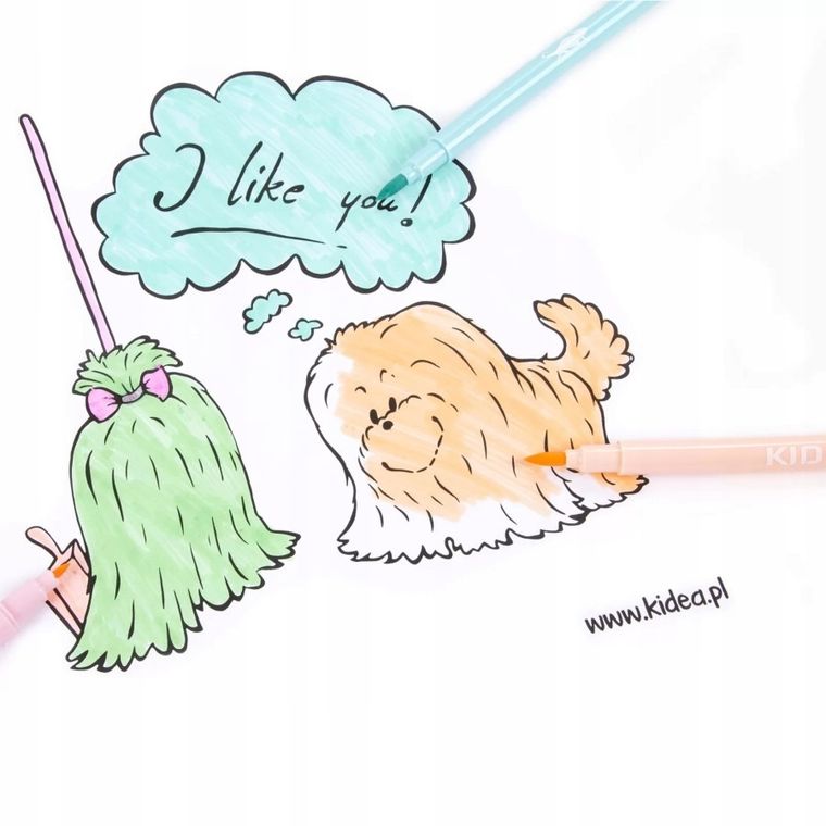 Kidea, flamastry dwustronne pastelowe b brush, 12 kolorów