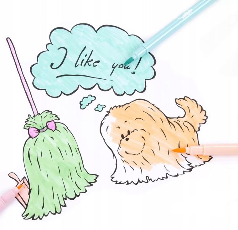 Kidea, flamastry dwustronne pastelowe b brush, 6 kolorów