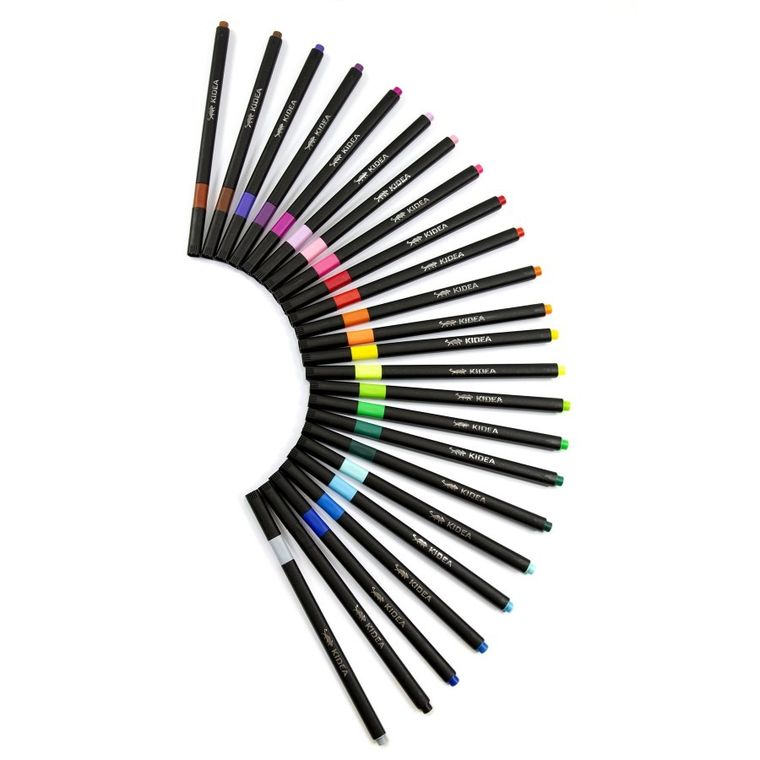 Kidea, flamastry kwadratowe w metalowym pudłeku, 24 kolory