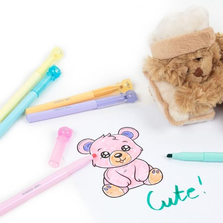 Kidea, flamastry, misie, kremowe, 6 kolorów