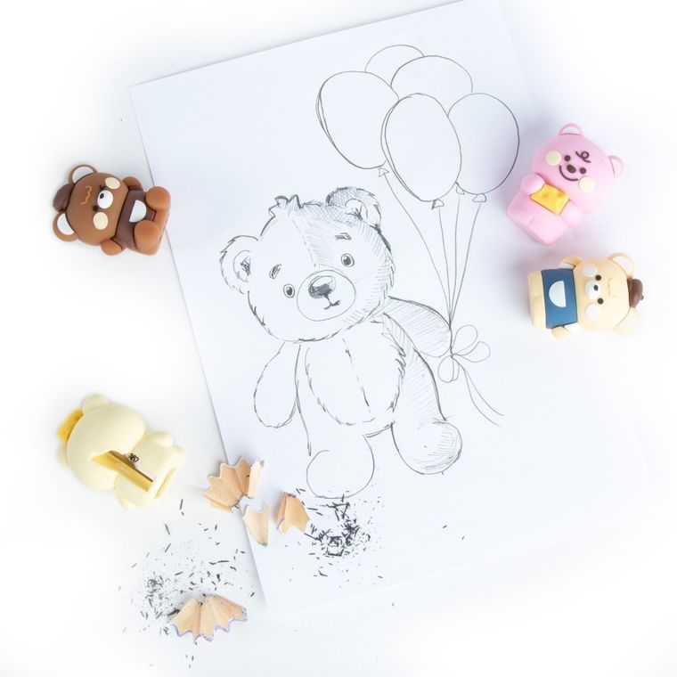 Kidea, gumka do ścierania + temperówka, miś