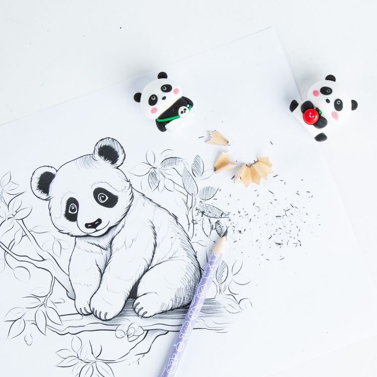 Kidea, gumka do ścierania + temperówka, panda