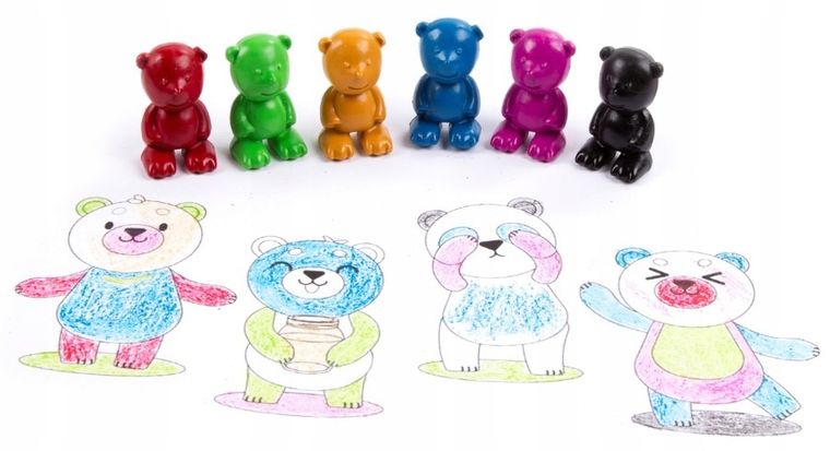 Kidea, kredki misie do nauki rysowania, 6 kolorów