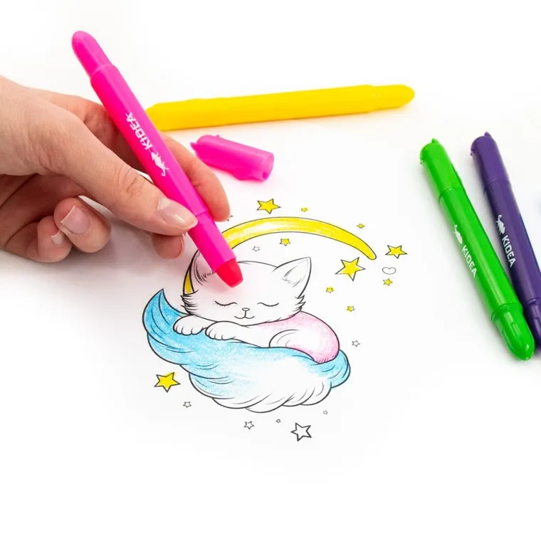 Kidea, kredki żelowe, kotki, 8 kolorów