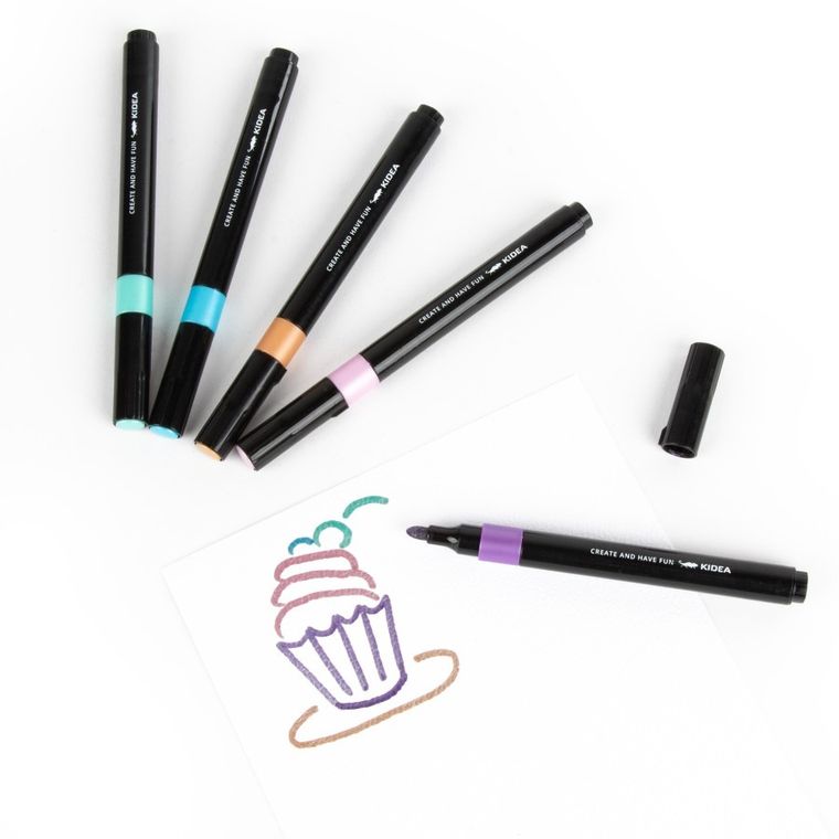 Kidea, markery, metaliczne, 5 kolorów
