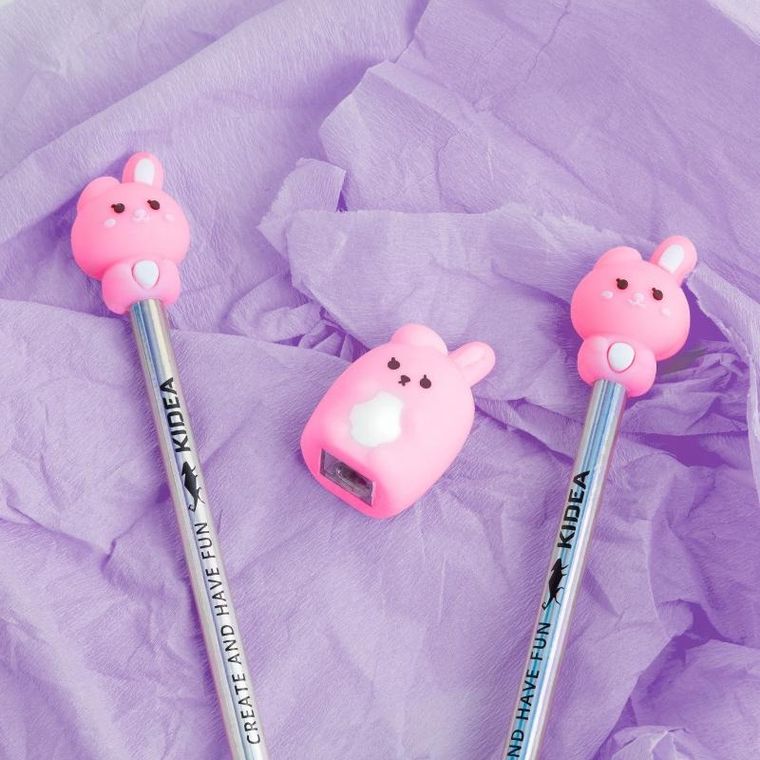 Kidea, ołówki HB z temperówką i figurką, królik, 2 szt.