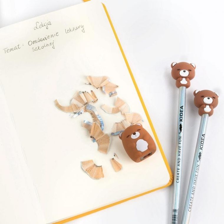 Kidea, ołówki HB z temperówką i figurką, misie, 2 szt.