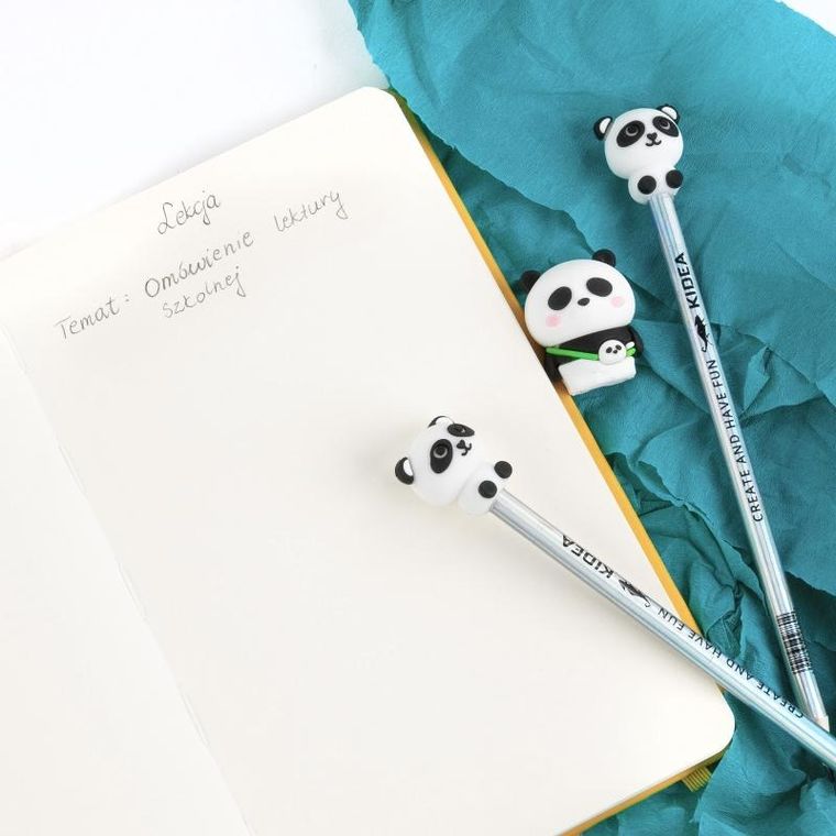 Kidea, ołówki HB z temperówką i figurką, panda, 2 szt.