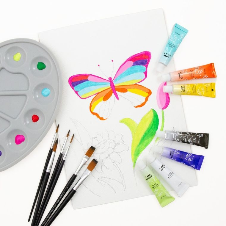 Kidea, paleta z pędzlami, 7 elementów