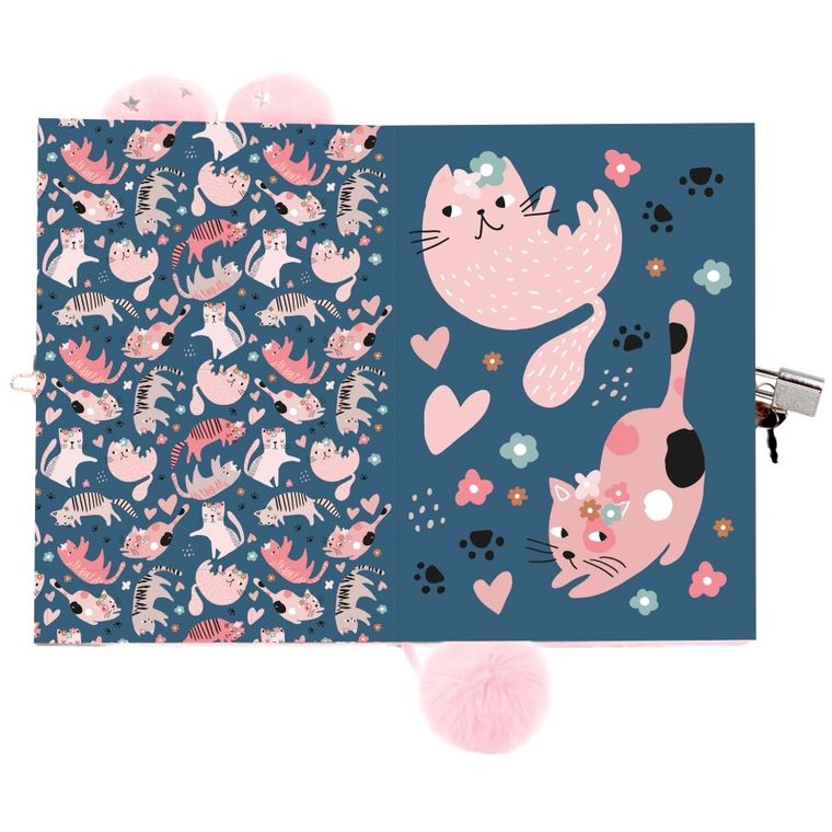 Kidea, pamiętnik pluszowy z kłódką, kot