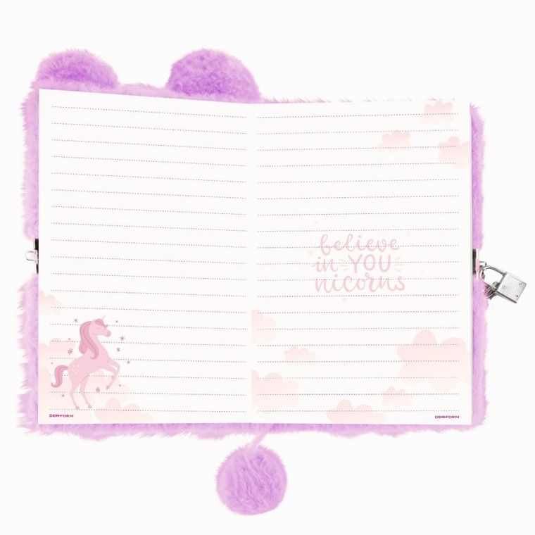 Kidea, pamiętnik pluszowy z kłódką, unicorn