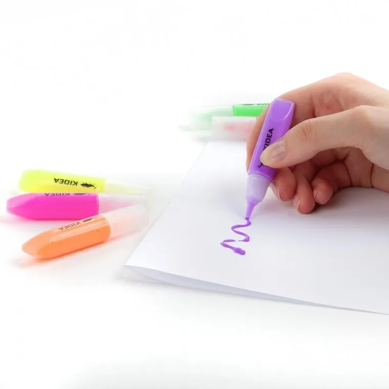 Kidea, Popcorn Żel, magiczna masa w pisakach, flamastry puchate, 6 kolorów