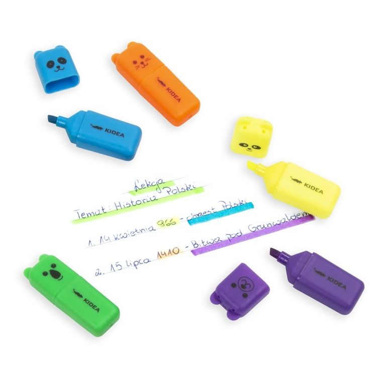 Kidea, zakreślacze, zestaw z figurką, 5 szt.