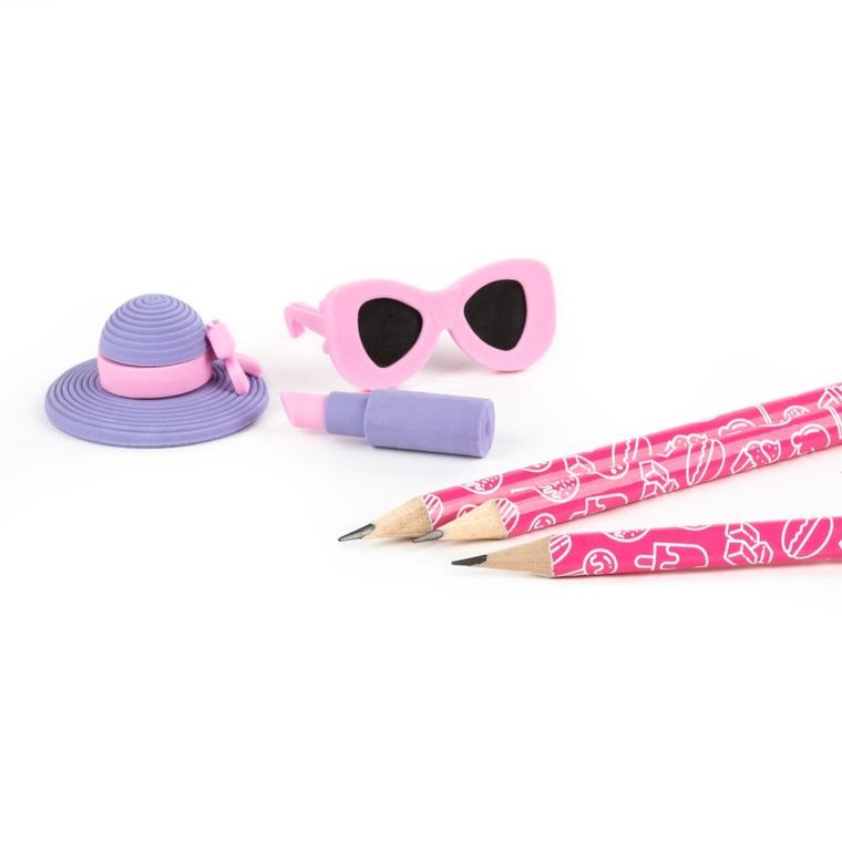 Kidea, zapachowe ołówki + gumki do ścierania, malinowy sernik