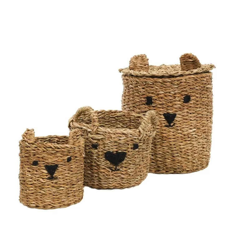 Kids Collection, Joy, pojemniki na zabawki, misie z uszkami, 3 szt.