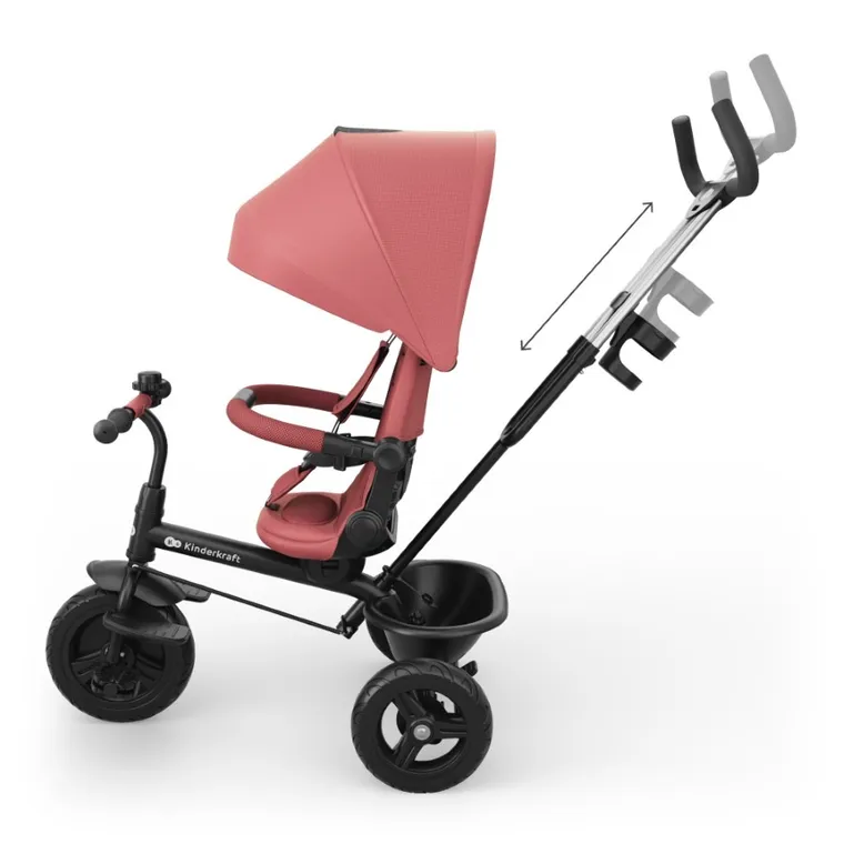 Kinderkraft, Aston 2 Plus, rowerek trójkołowy 6w1, różowy