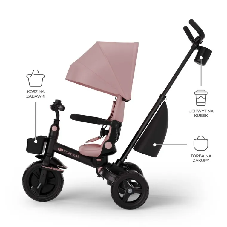 Kinderkraft, Aveo 2 Plus, rowerek trójkołowy 6w1, Pink