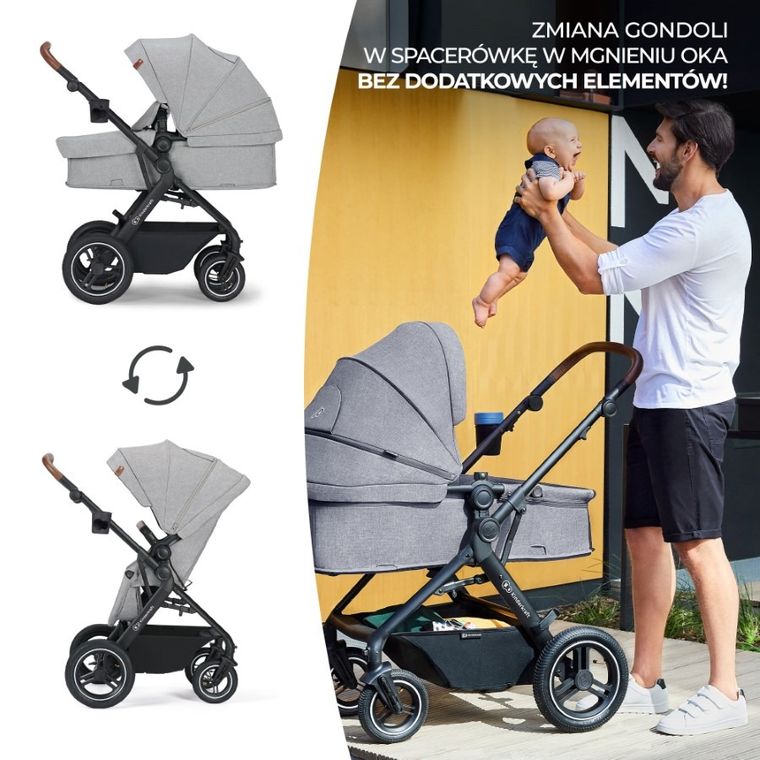 Kinderkraft, B-tour, Mink Pro, wózek wielofunkcyjny 3w1, Dark Grey