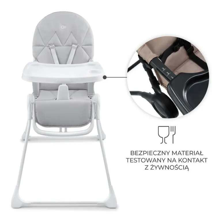 Kinderkraft, Binci, krzesełko do karmienia, light grey