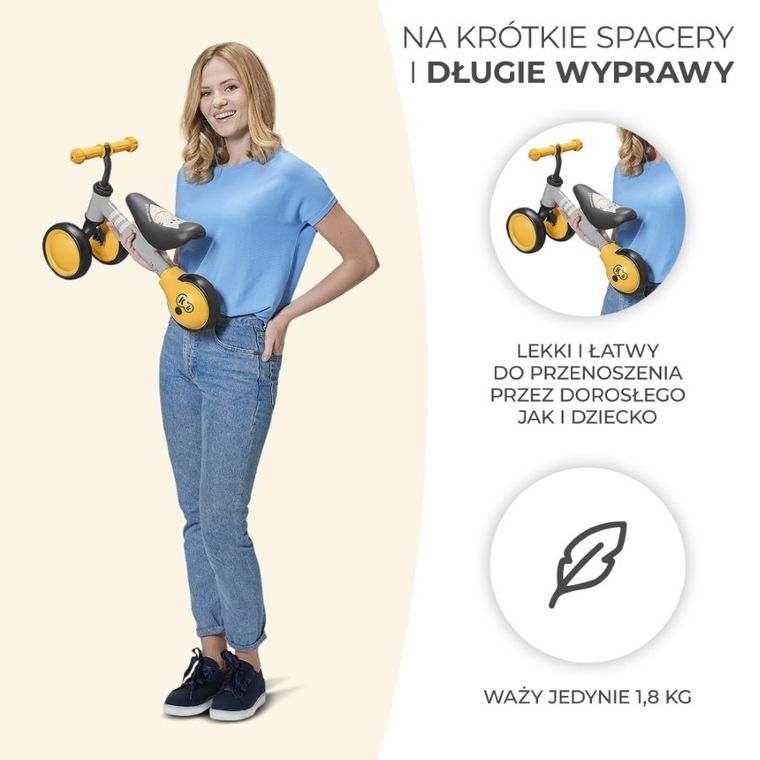 Kinderkraft, Cutie, rowerek biegowy, żółty