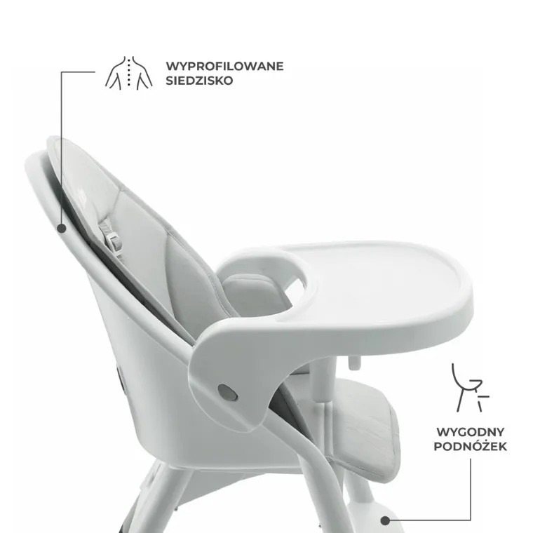 Kinderkraft, Dinnly, krzesełko do karmienia 2w1, szare