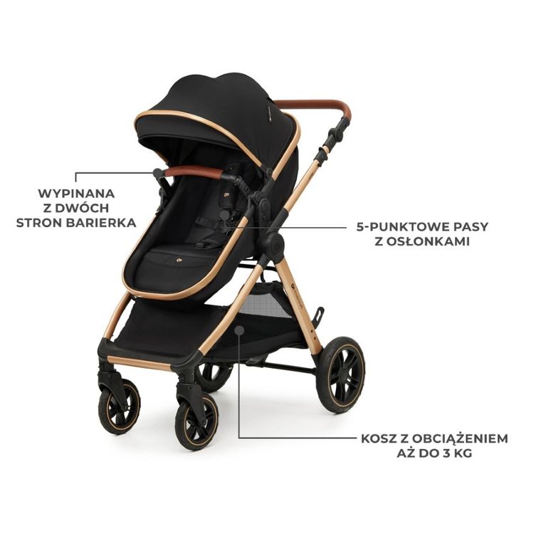 Kinderkraft, Esme, wózek wielofunkcyjny, 2w1, pure black