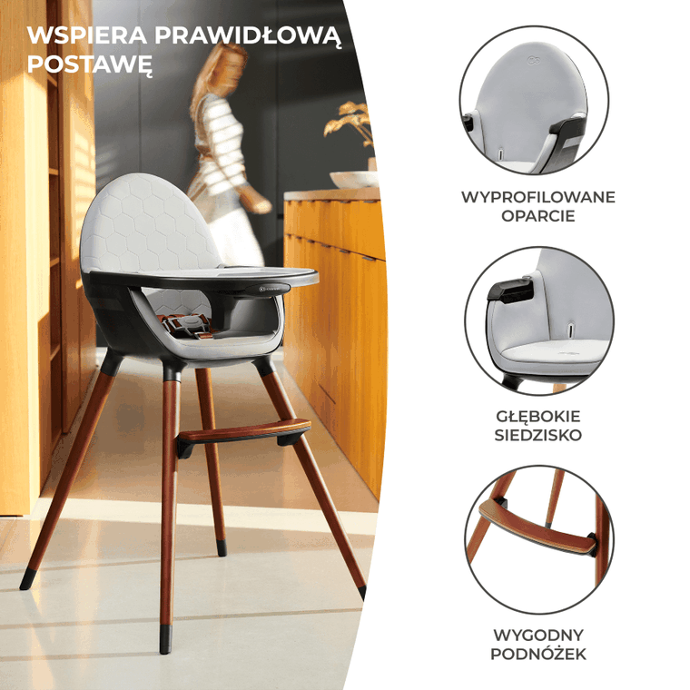 Kinderkraft, Fini, krzesełko do karmienia, 2w1, czarne