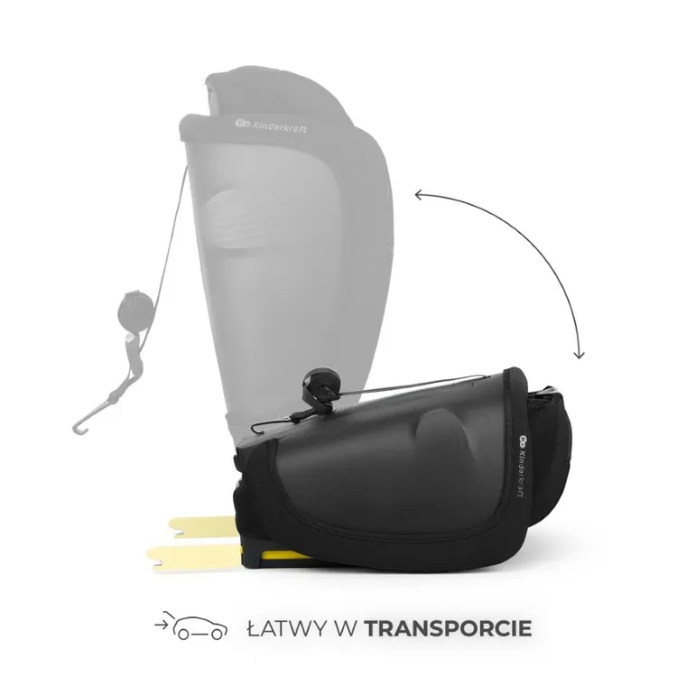 Kinderkraft, FIX2GO, i-Size, fotelik samochodowy, Black, 76-150 cm