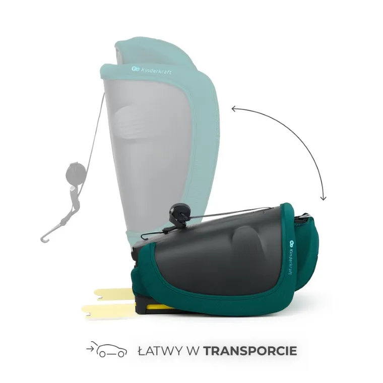 Kinderkraft, FIX2GO, i-Size, fotelik samochodowy, Green, 76-150 cm