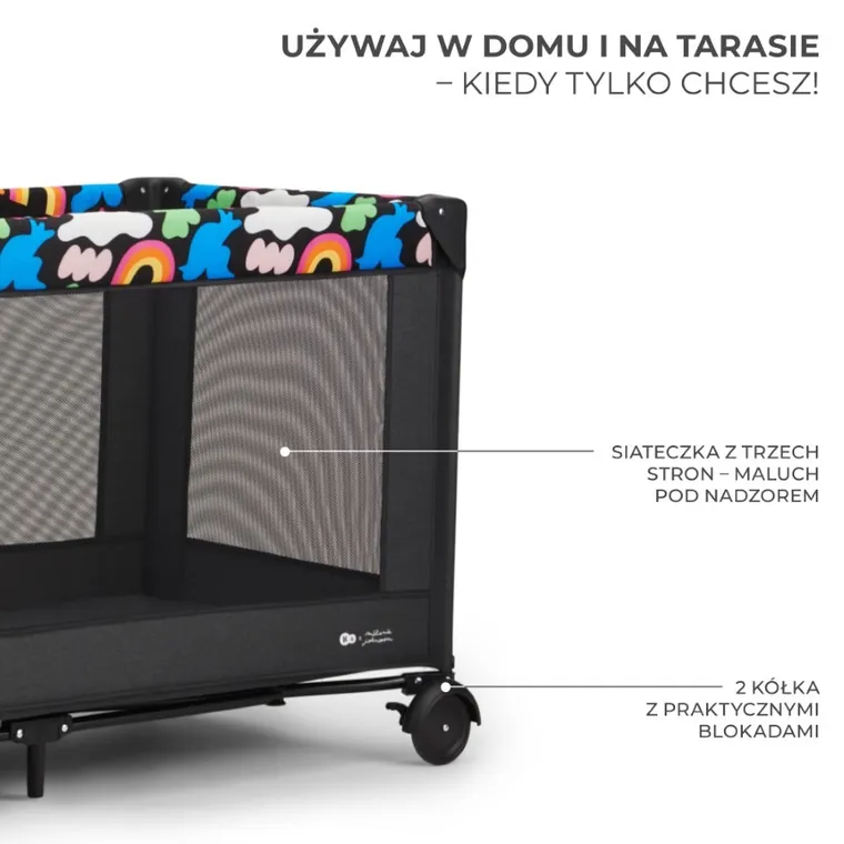 Kinderkraft, Joy 2, Happy Shapes, łóżeczko turystyczne