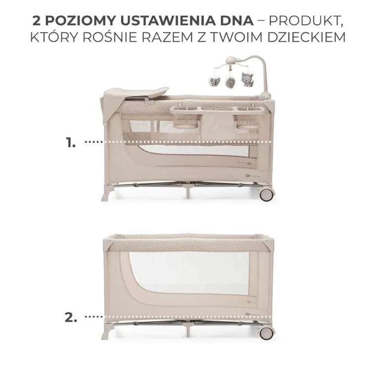 Kinderkraft, Joy 2, łóżeczko turystyczne z akcesoriami, Beige