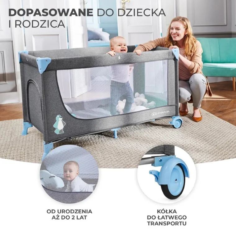 Kinderkraft, Joy, łóżeczko turystyczne, Blue