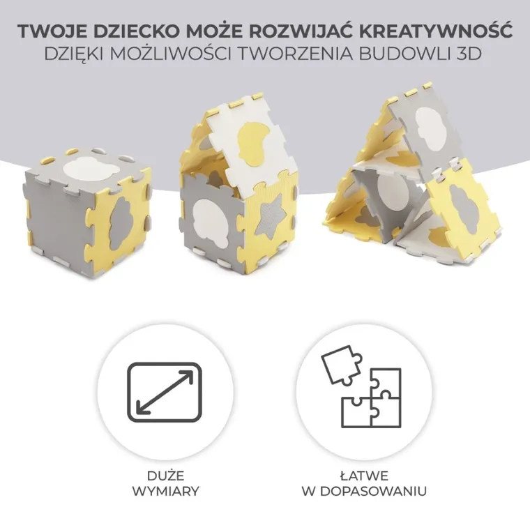 Kinderkraft, Luno, mata piankowa, puzzle, Yellow