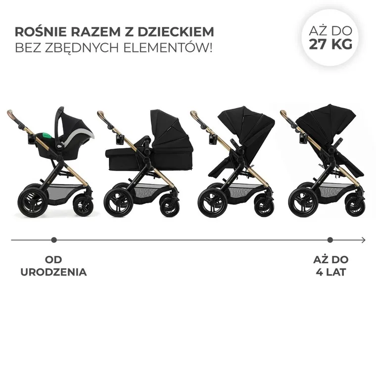 Kinderkraft, Moov 2 XL Air, wózek wielofunkcyjny, Pure Black