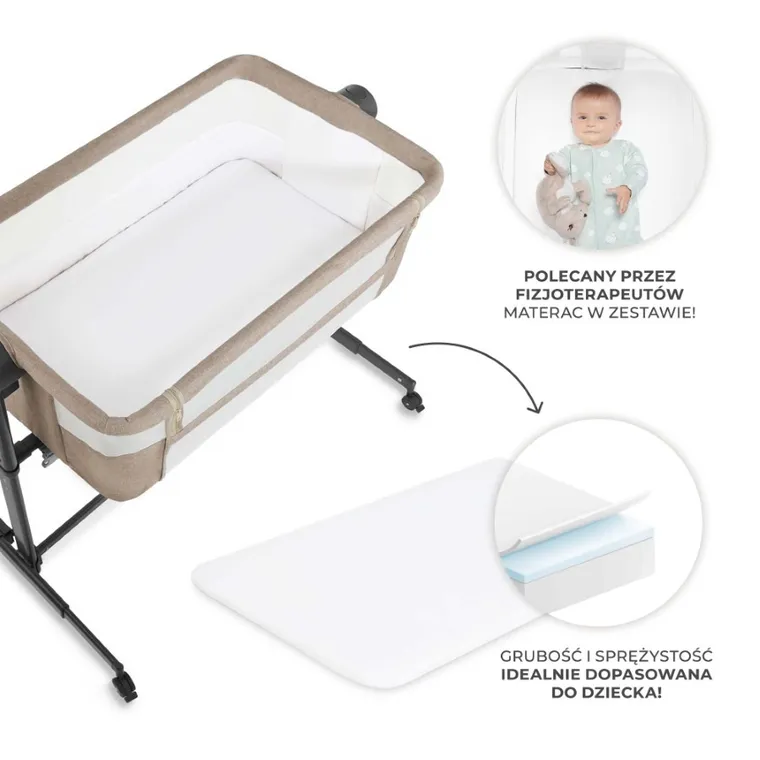 Kinderkraft, Nestee Up 2, łóżeczko dostawne, beige