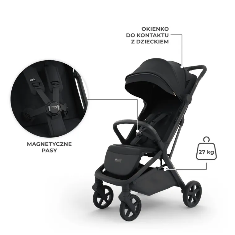 Kinderkraft, Nubi 3, wózek spacerowy, Midnight Black