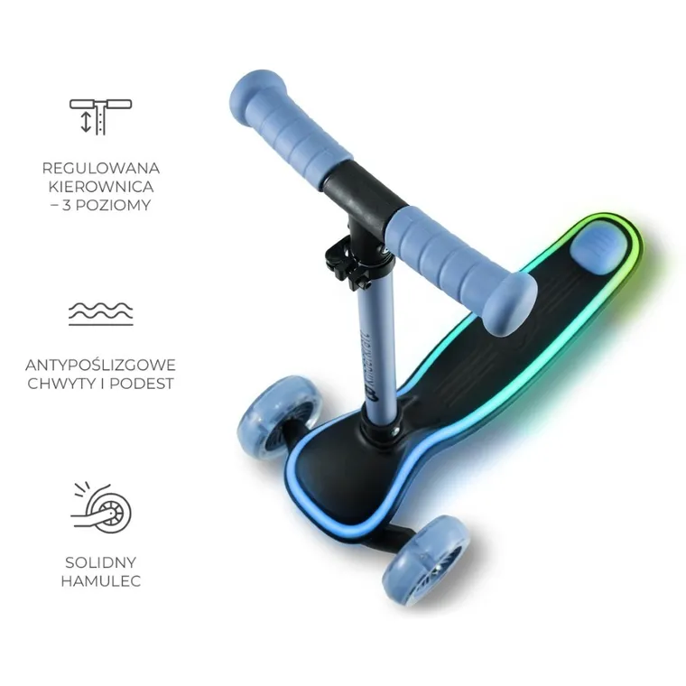 Kinderkraft, Raket, hulajnoga 3-kołowa LED, Blue