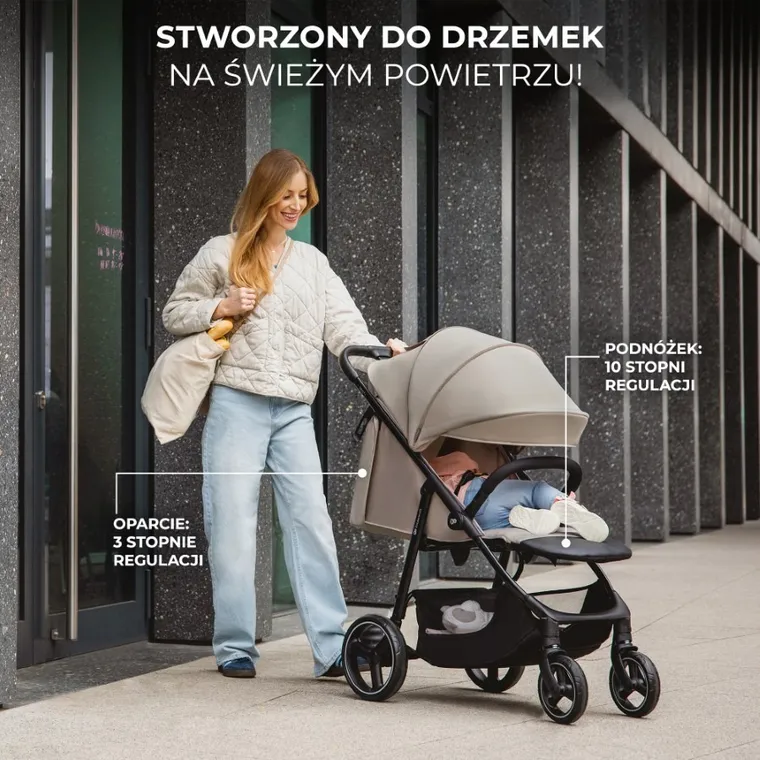 Kinderkraft, Trig 3, wózek spacerowy, Stone Beige