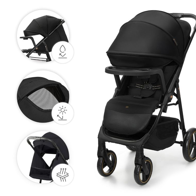 Kinderkraft, Trig 3, wózek spacerowy z tacką, Onyx Black