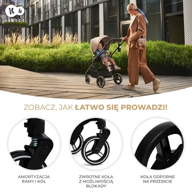 Kinderkraft, Yoxi, wózek wielofunkcyjny 2w1, Pure Black