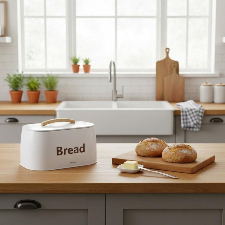 Kinghoff, chlebak, pojemnik na pieczywo, stalowy, biały, kh-1947