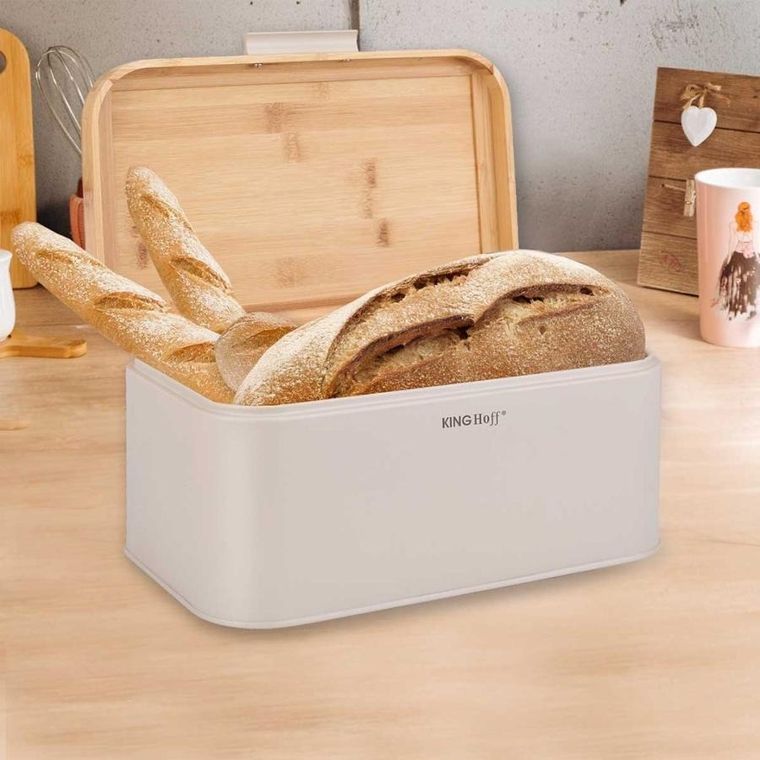 Kinghoff, chlebak z bambusową pokrywą, stalowy, kh-1928