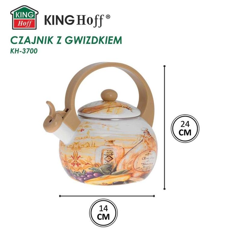 Kinghoff, czajnik emaliowany z gwizdkiem, 2l, KH-3700